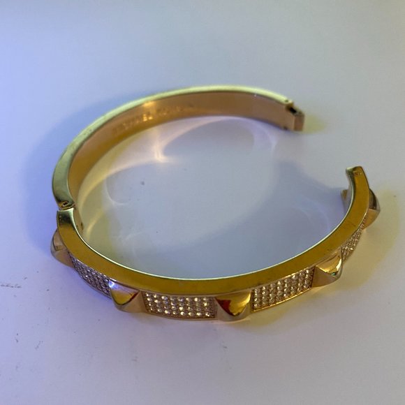 Michael Kors Rose Gold-Tone Pave' Studded Bangle Bracelet - Picture 3 of 5